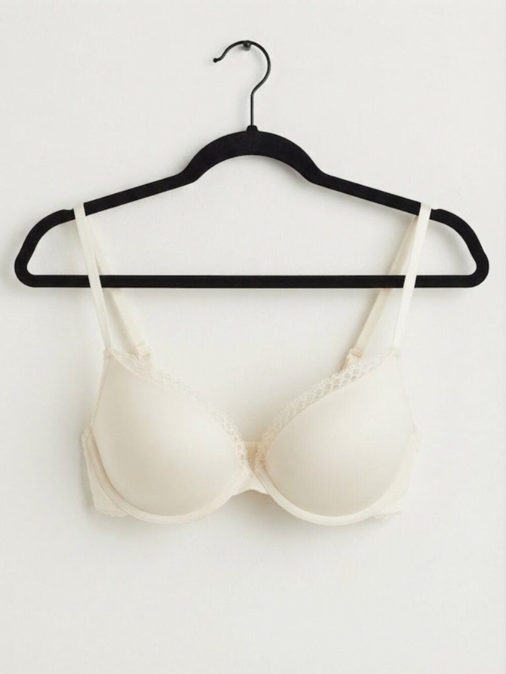 H&M Push-Up Bra Lace Trim Underwire Intimates Ivory White 34C